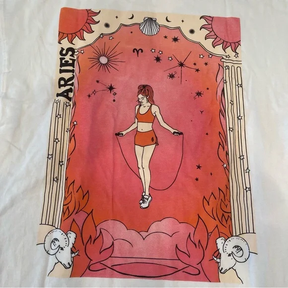 FP Movement byFree People Inspire BF Aries Graphic T-Shirt in White Red and Pink - Picture 2 of 15